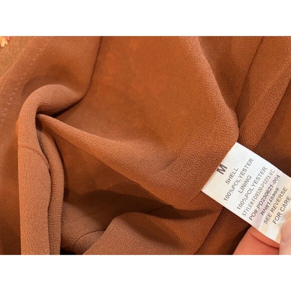 Vici Brown Floral Satin Dress Size M Balloon Sleeve Hippie Boho Glam - Picture 7 of 7